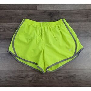 Nike Dri-Fit Youth Girls Tempo Running Shorts Large Neon Yellow Drawstrings Logo